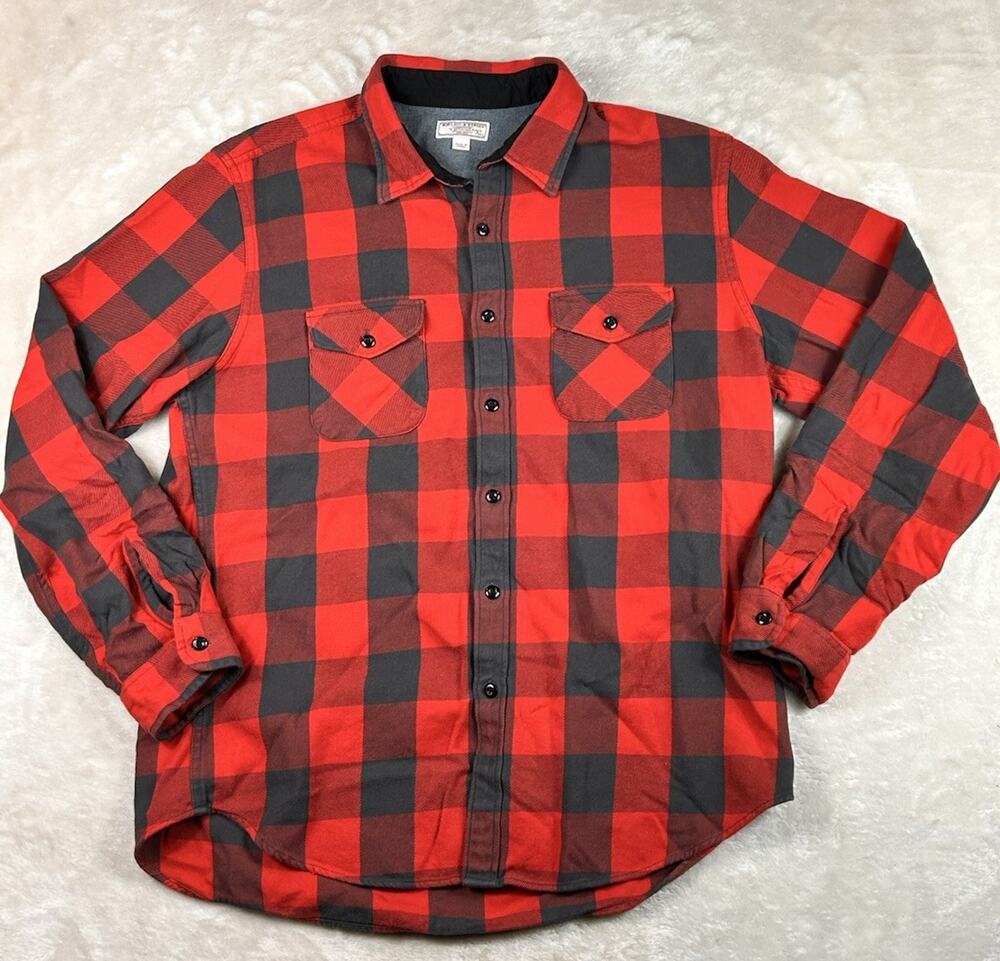 Wallace & Barnes J.Crew Shirt Men’s Sz XL Red Black Buffalo Plaid Flannel